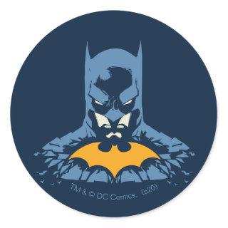 Batman Shattered Bust With Gold Logo Classic Round Sticker