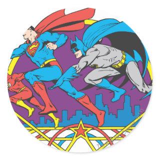 Batman + Superman + Flash Classic Round Sticker