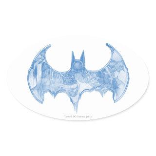 Batman Symbol | Sketchbook Light Blue Logo Oval Sticker