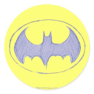 Batman Symbol | Sketchbook Purple Logo Classic Round Sticker