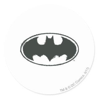 Batman Symbol | Spray Black White Logo Classic Round Sticker