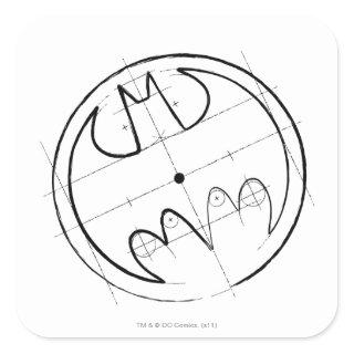 Batman Symbol | Technical Sketch Logo Square Sticker