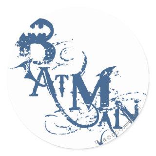 Batman | Urban Curved Blue Name Logo Classic Round Sticker