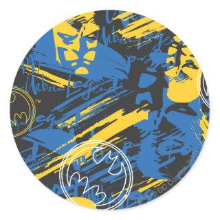 Batman Urban Legends - Head Pattern 2 Blue/Yellow Classic Round Sticker