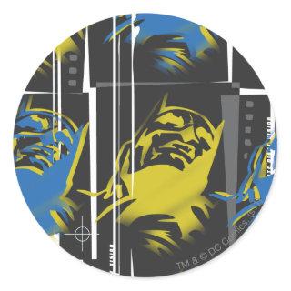 Batman Urban Legends - Mask Grid Pattern Blue/Yell Classic Round Sticker