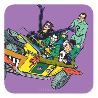 Batman Villains In Jokermobile Square Sticker