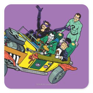 Batman Villains In Jokermobile Square Sticker