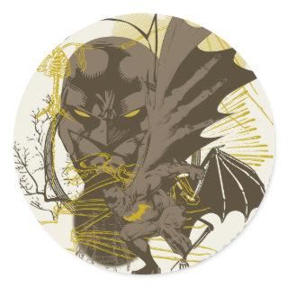 Batman Vintage Grunge Portrait Classic Round Sticker