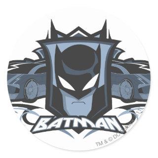 Batman with Batmobiles Classic Round Sticker