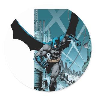 Batman with city background classic round sticker