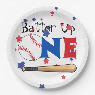 Batter Up Baseball First Birthday plates