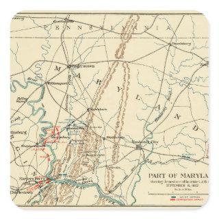 Battle of Antietam - Civil War Panoramic Map 7 Square Sticker