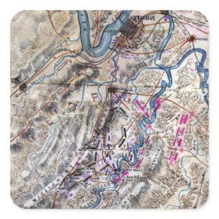 Battle of Chickamauga - Civil War Panoramic Map Square Sticker