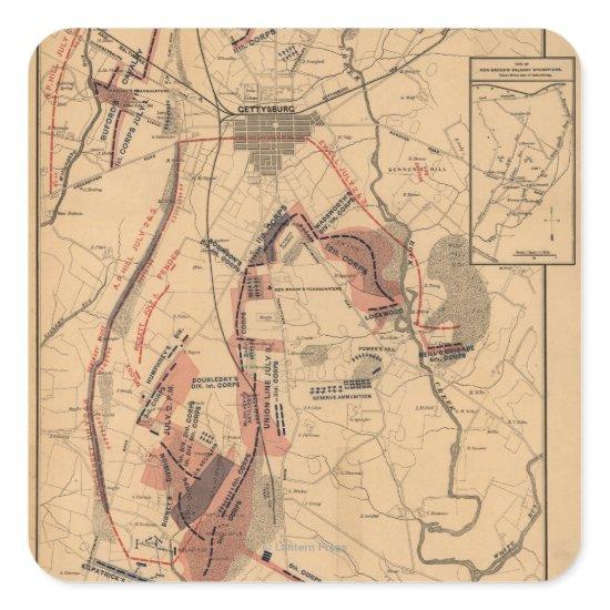 Battle of Gettysburg 4 Square Sticker