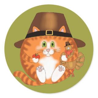 Bauble Cat Thanksgiving Classic Round Sticker