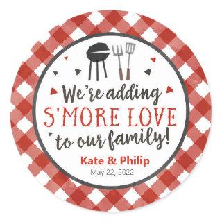 BBQ Adding Smore Love S'mores Baby-Q Baby Shower Classic Round Sticker