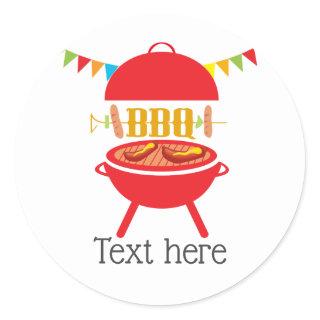 bbq birthday party, barbecue, bbq grill, classic round sticker