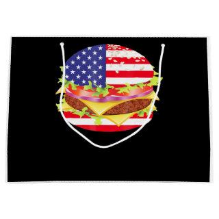 BBQ Lovers | Hamburger USA Flag 4th Of July BBQ Large Gift Bag