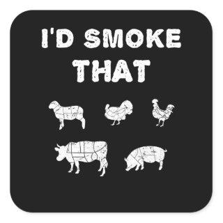 BBQ Lovers | ID Smoke That Chef Smoker BBQ Gifts Square Sticker