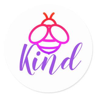 Be Kind - cute pink red purple honey bee design Classic Round Sticker