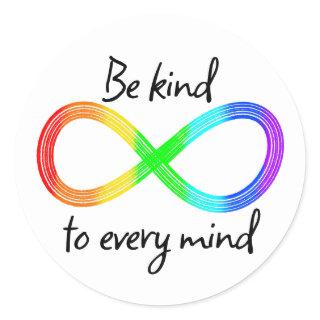 Be Kind to Every Mind - Autism Acceptance Rainbow Classic Round Sticker