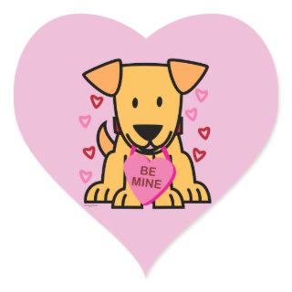 Be Mine Heart Valentine puppy dog Labrador pink Heart Sticker