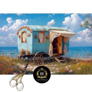 Beach Blue Gypsy Caravan Decoupage Tissue Paper