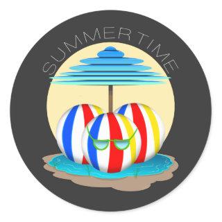 Beach Buddies Beat the Heat: Sun's Out, Fins Out! Classic Round Sticker