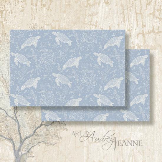 Beach Coastal Sea Turtle Starfish Blue Decoupage Tissue Paper