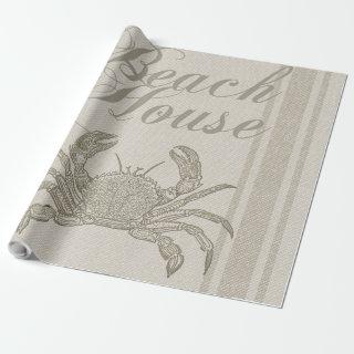 Beach House Crab Seashore Coastal Vintage