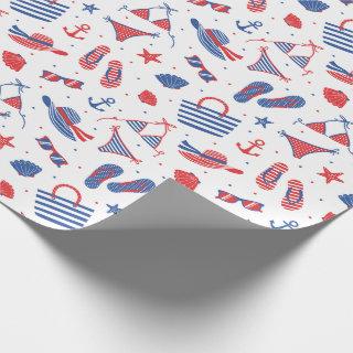 Beach Items in Red Blue White