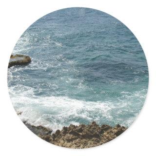 Beach Meets Ocean Classic Round Sticker