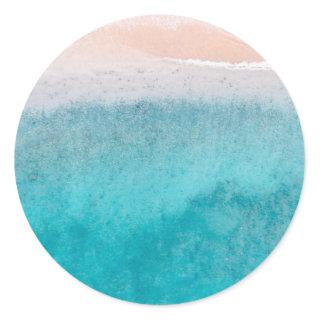 Beach Sand Blue Sea Seaside Blank Template Classic Round Sticker