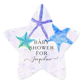 Beach Seaside Colorful Starfish Baby Girl Shower Star Sticker