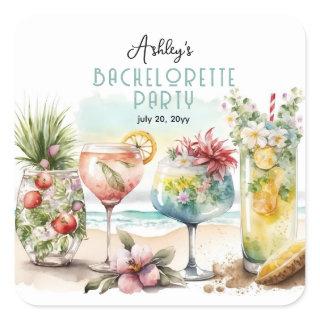 Beach Tropical Themed Cocktails Bachelorette Party Square Sticker