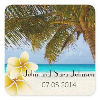 Beach Wedding for the Mr & Mrs | Personalize Square Sticker