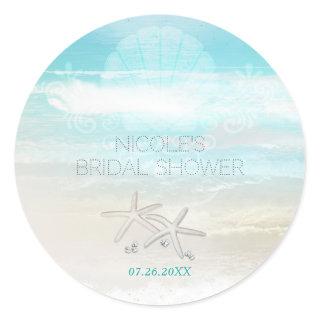 Beach White Starfish Elegant Summer Party Favor Classic Round Sticker