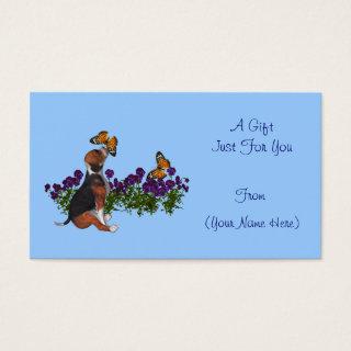 Beagle Butterflies Cute Personalized Gift Card Tag