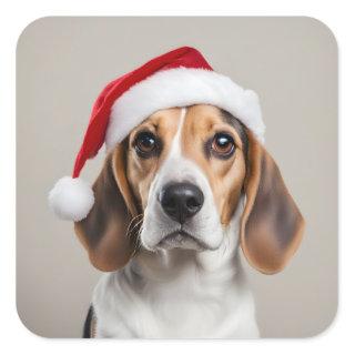 Beagle Christmas Square Sticker