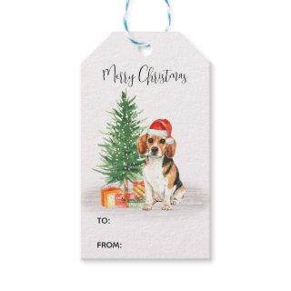 Beagle Dog Cute Santa Festive Christmas Gift Tags