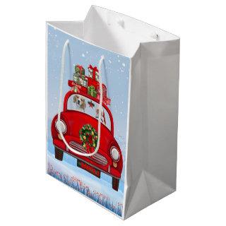 Beagle Dog In Car With Santa Claus  Medium Gift Bag