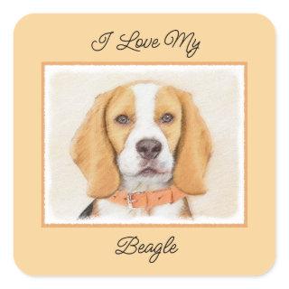 Beagle Hound Dog Painting Original Animal Art Square Sticker