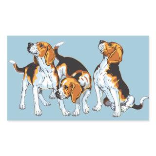 beagle hound rectangular sticker