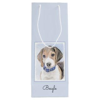 Beagle Painting - Cute Original Dog Art Wine Gift Bag