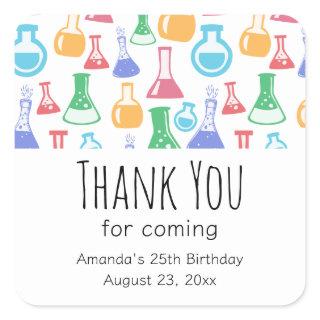 Beakers and Flasks Fun Pattern Birthday Square Sticker