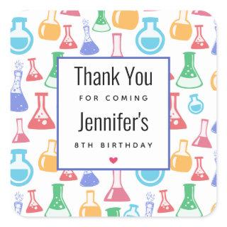 Beakers and Flasks Fun Pattern Party Thank You Square Sticker