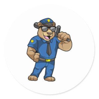 Bear as Police officer with Police uniform Classic Round Sticker