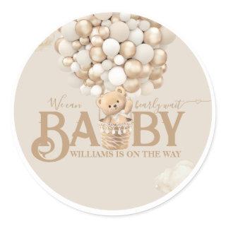 Bear Balloons Bearly Wait Baby Shower Classic Round Sticker