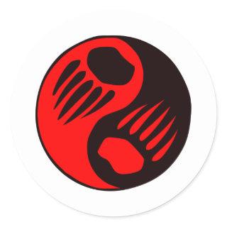 Bear Claw Yin Yang Classic Round Sticker