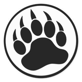 BEAR PAW/CLAW BLACK AND WHITE CLASSIC ROUND STICKER